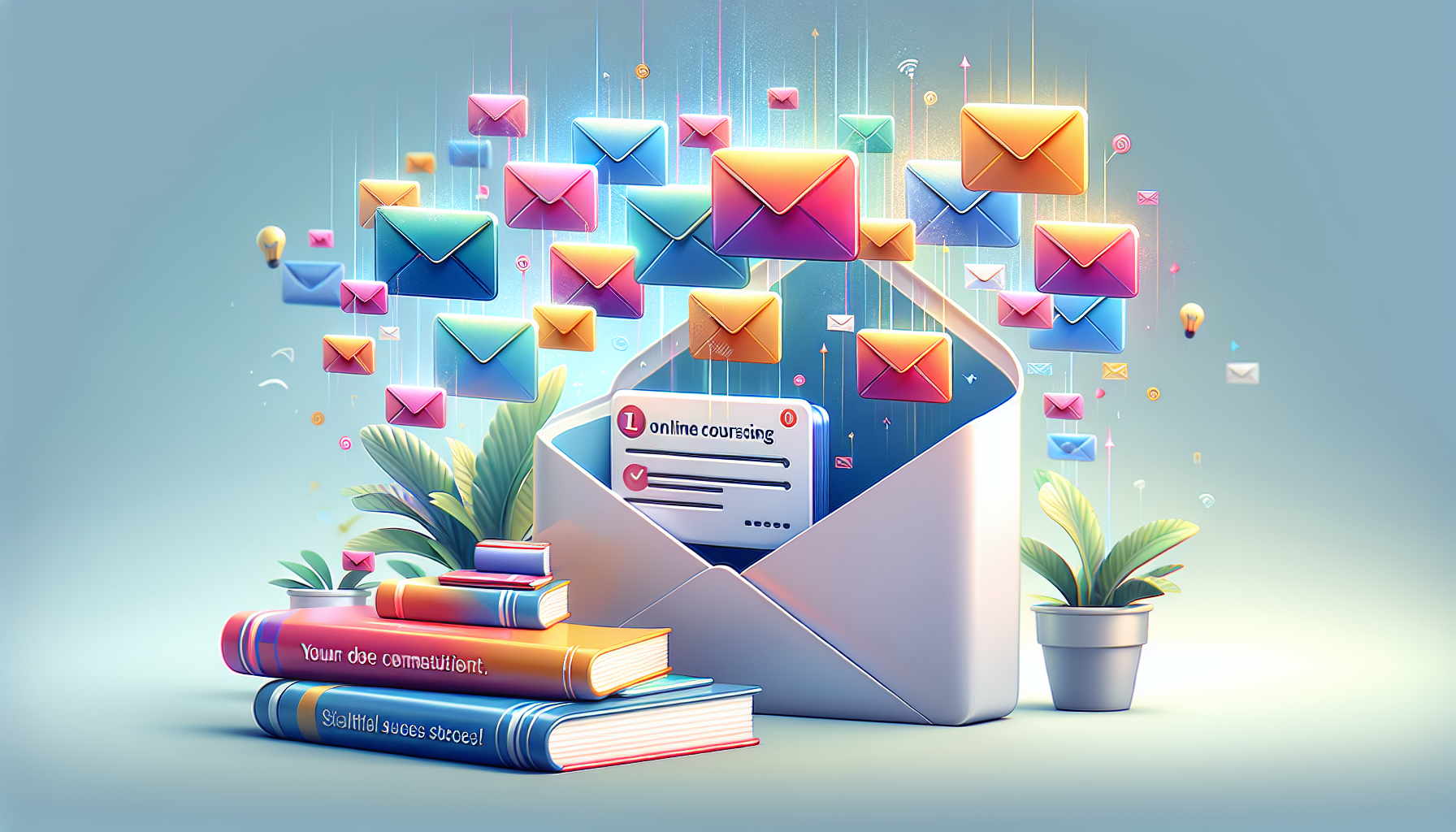 Email inbox overflowing with vibrant course promotions.