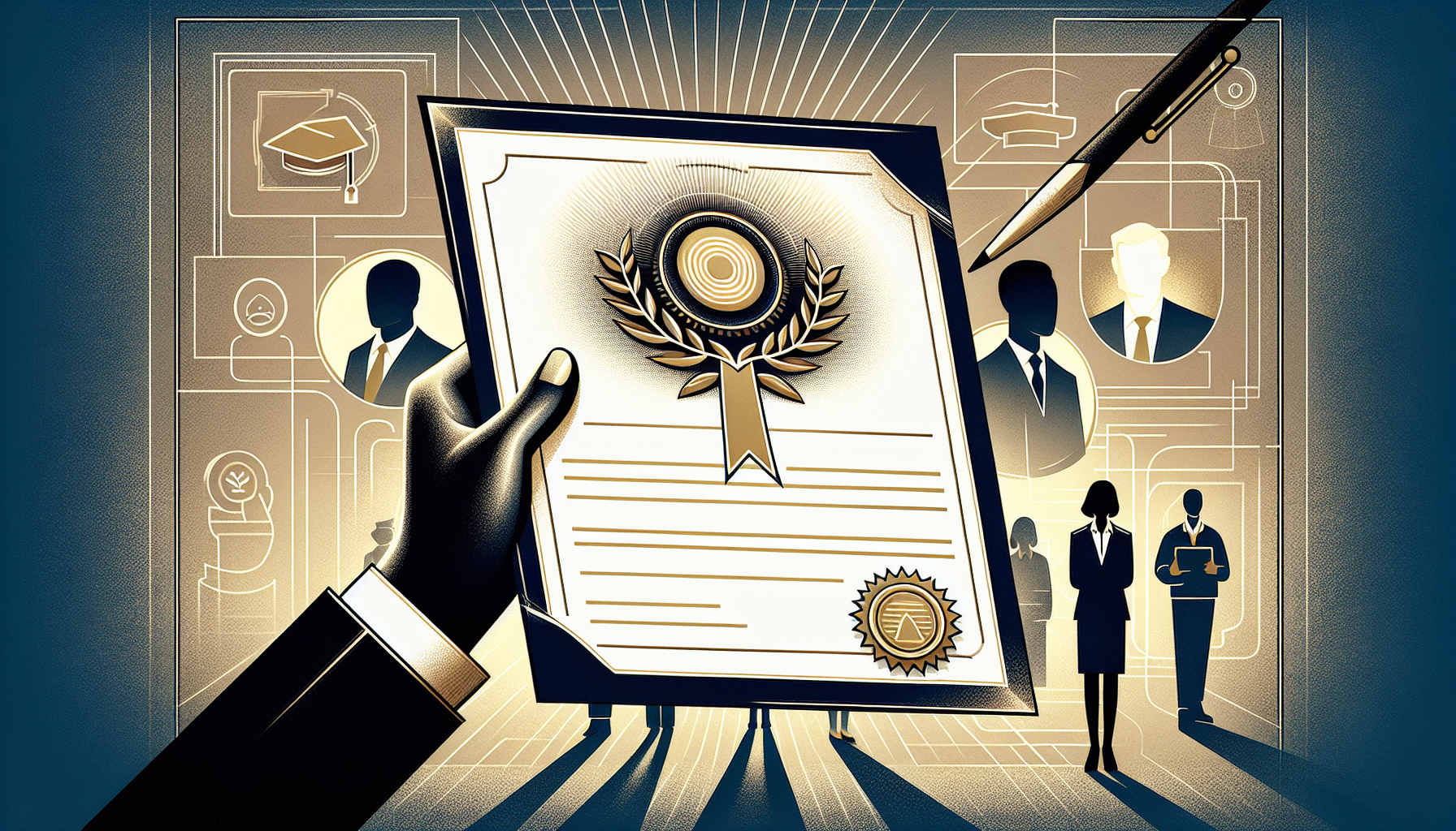 Illustration of a certificate symbolizing professional excellence.